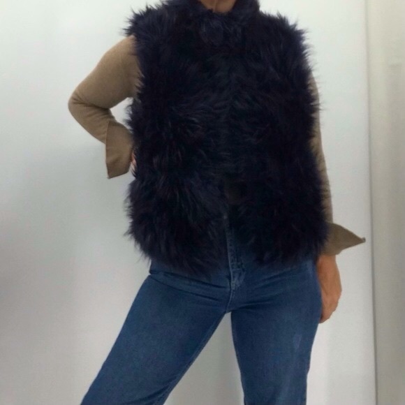 Ci Sono Retro 70’s Faux Fur Penny Lane Ombre Cozy Plush Vest Jacket - Picture 3 of 16